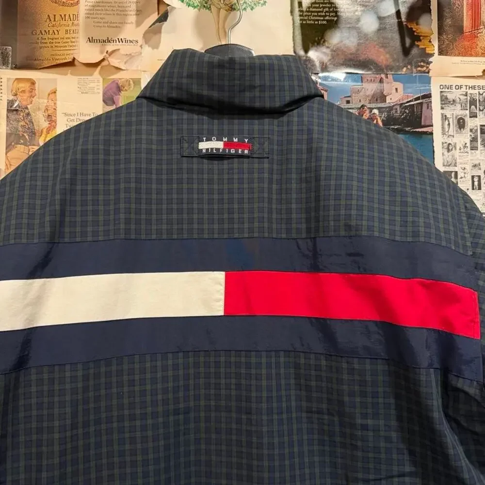 Tommy hilfiger green striped plaid